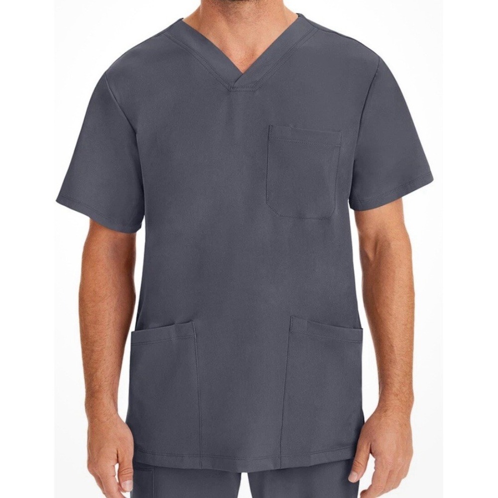 Healing Hands Mens HH Works Mathew Scrub Top 2590 Pewter Grey V-Neck Pocket S